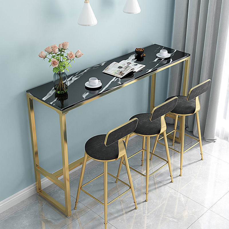 Rectangular Bar-height Table Stone Top Bistro Pub Table for Patio Use