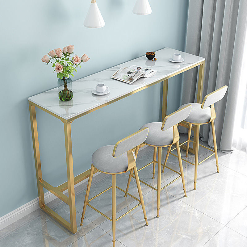 Rectangular Bar-height Table Stone Top Bistro Pub Table for Patio Use