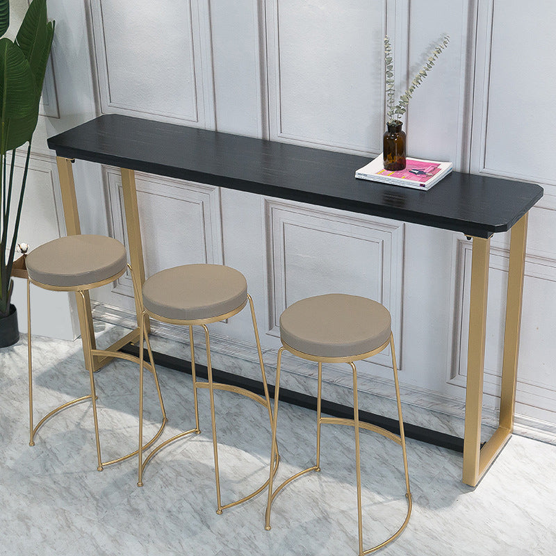 Glam Style Wooden Bar Counter Table Rectangle Bar Counter Table with Metal Legs