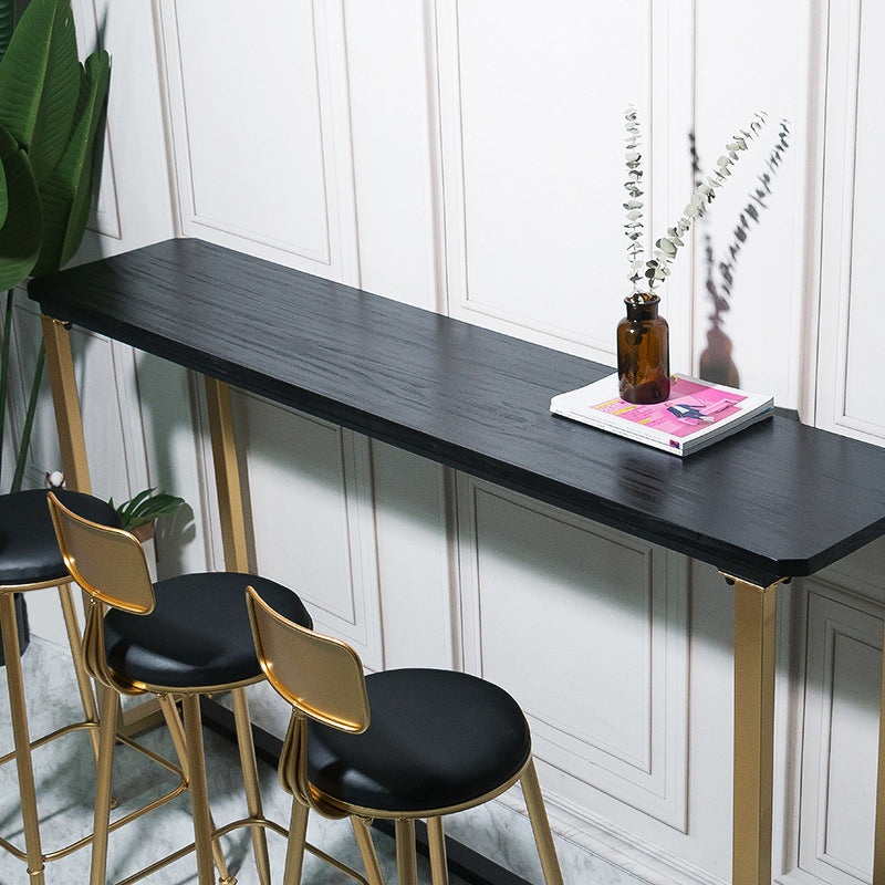 Glam Style Wooden Bar Counter Table Rectangle Bar Counter Table with Metal Legs