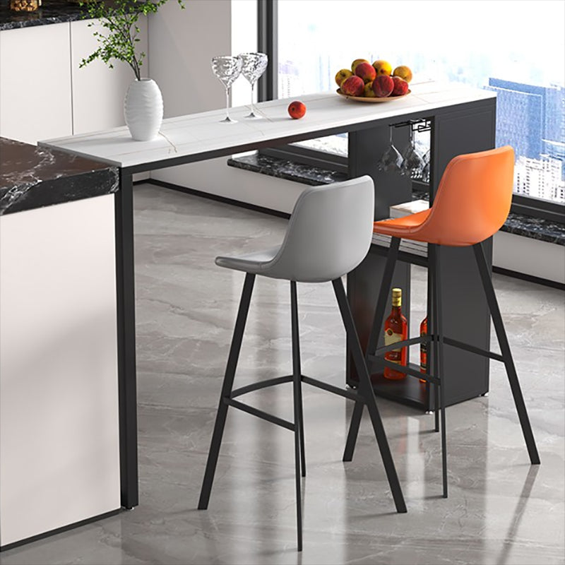 Industrial Stone Bar Counter Table Rectangle Bar Counter Table with Metal Legs for Kitchen