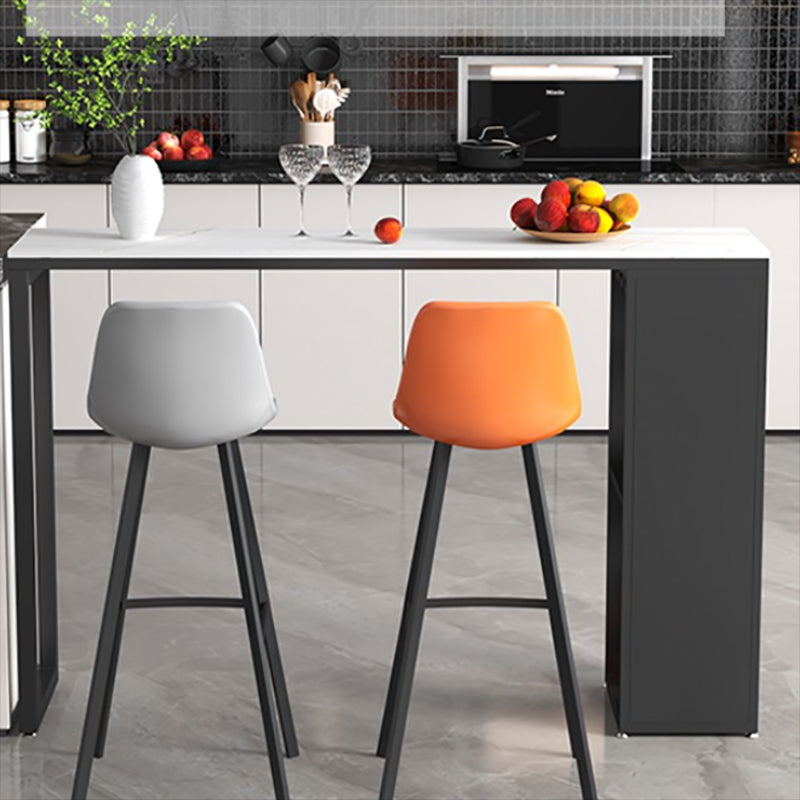 Industrial Stone Bar Counter Table Rectangle Bar Counter Table with Metal Legs for Kitchen