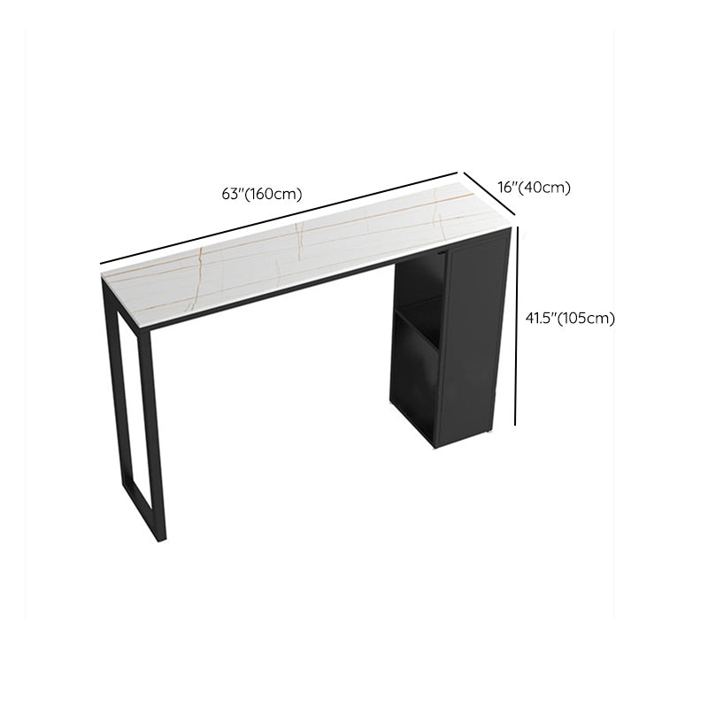 Industrial Stone Bar Counter Table Rectangle Bar Counter Table with Metal Legs for Kitchen