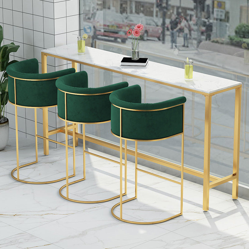 Glam Rectangle Bar Counter Table Faux Marble Bar Counter Table with Metal Legs