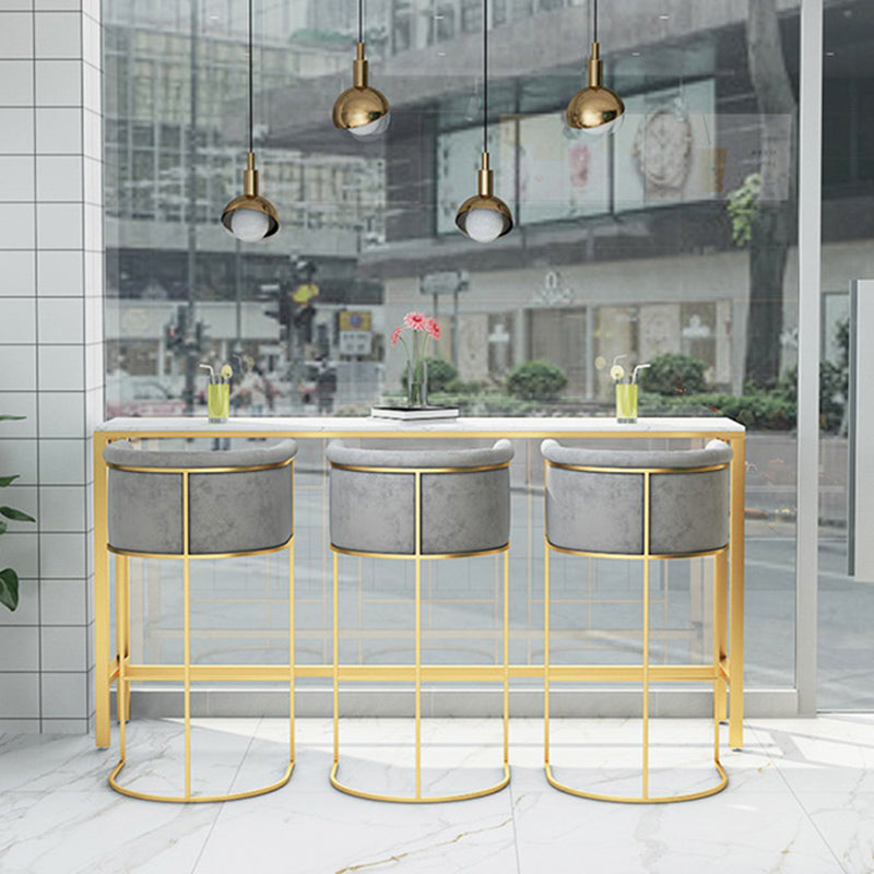 Glam Rectangle Bar Counter Table Faux Marble Bar Counter Table with Metal Legs