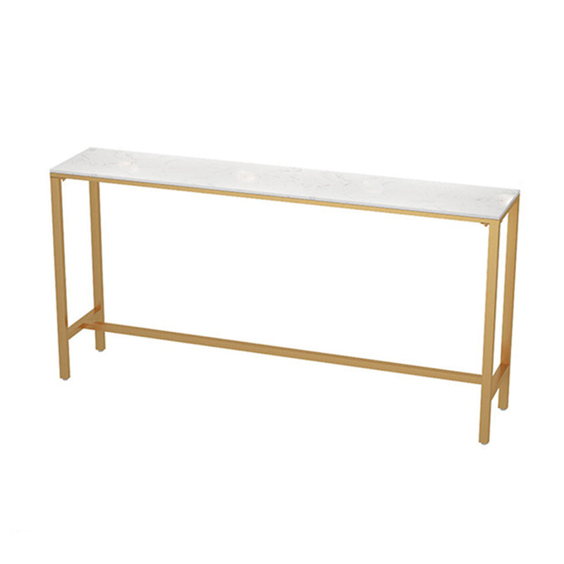 Glam Rectangle Bar Counter Table Faux Marble Bar Counter Table with Metal Legs