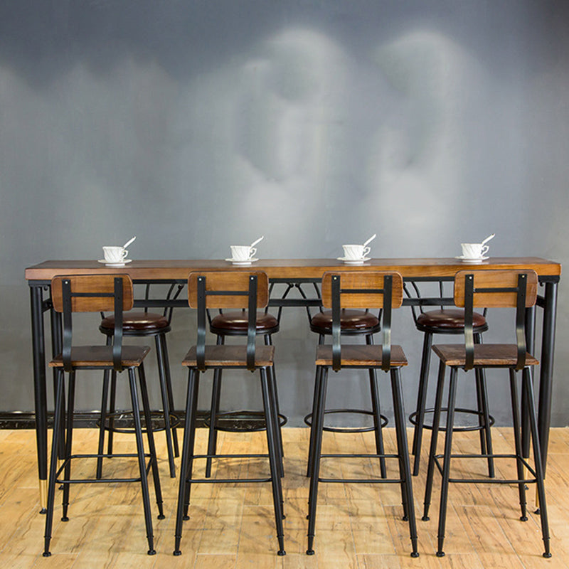 Wood Top Bar-height Table Black Legs and Metal Base Bar Table