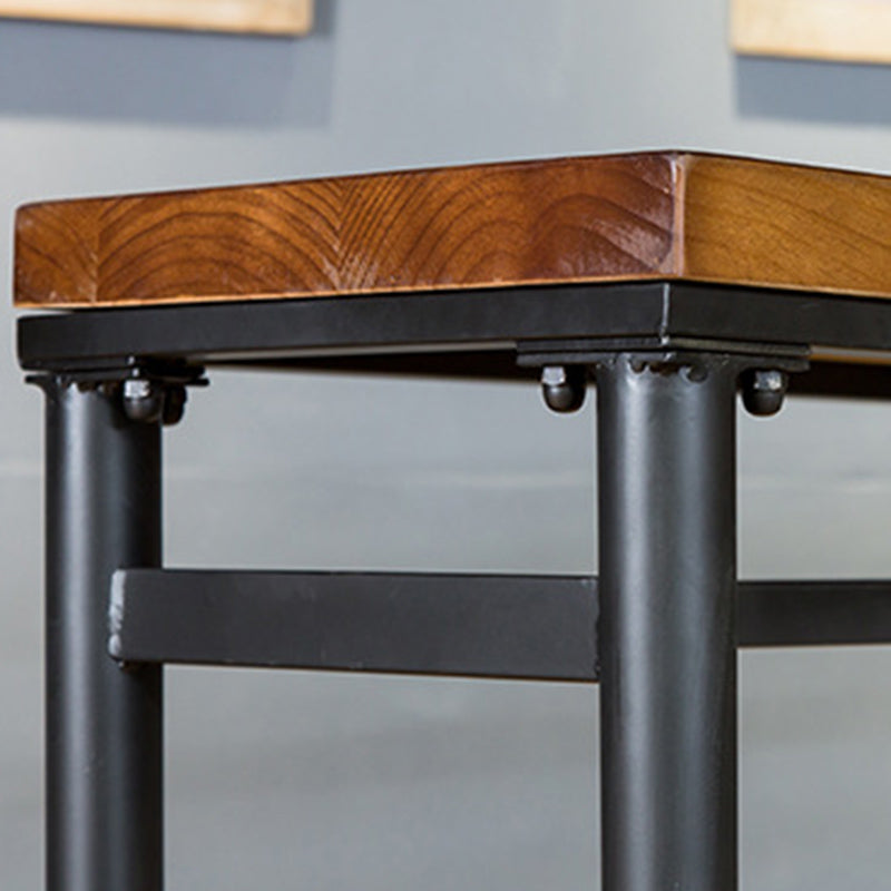 Wood Top Bar-height Table Black Legs and Metal Base Bar Table
