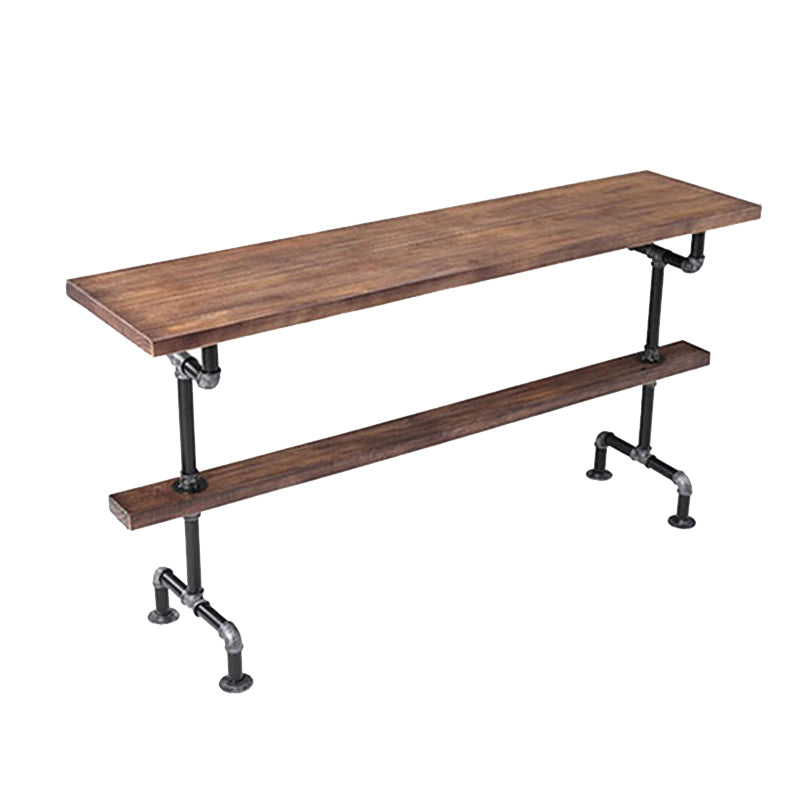 Wood Top Bar-height Table Black and Metal Legs Bar Table for Living Room