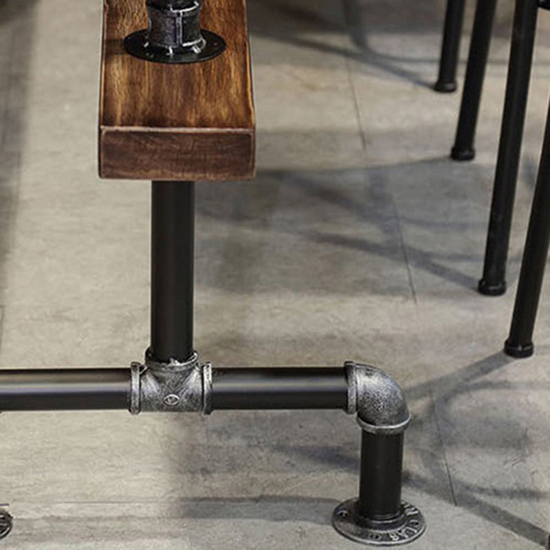 Wood Top Bar-height Table Black and Metal Legs Bar Table for Living Room
