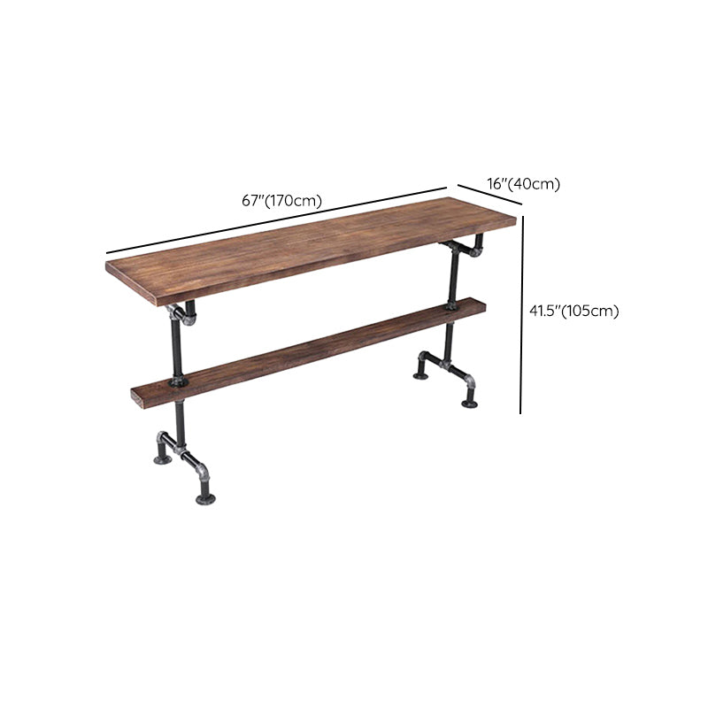 Wood Top Bar-height Table Black and Metal Legs Bar Table for Living Room