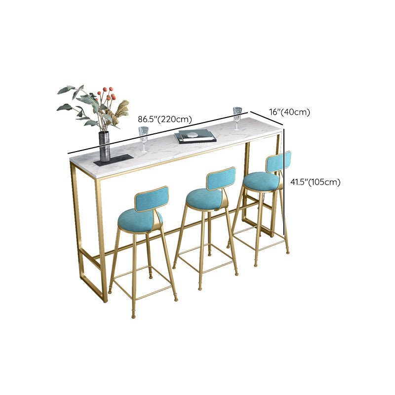 Modern Bar-height Table Faux Marble Top Pub Table with Gold Base
