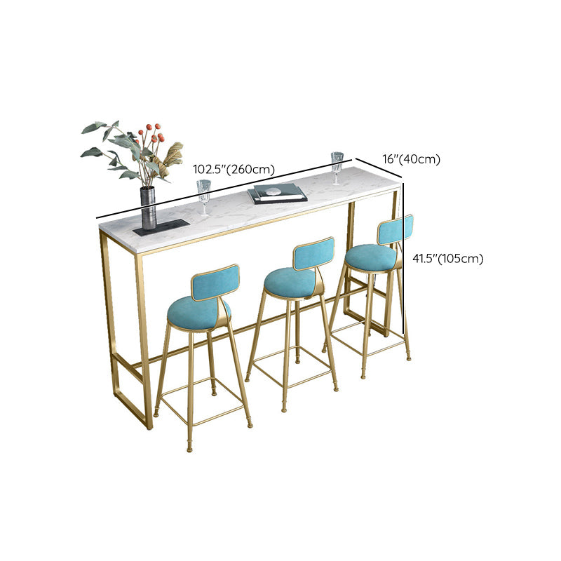 Modern Bar-height Table Faux Marble Top Pub Table with Gold Base
