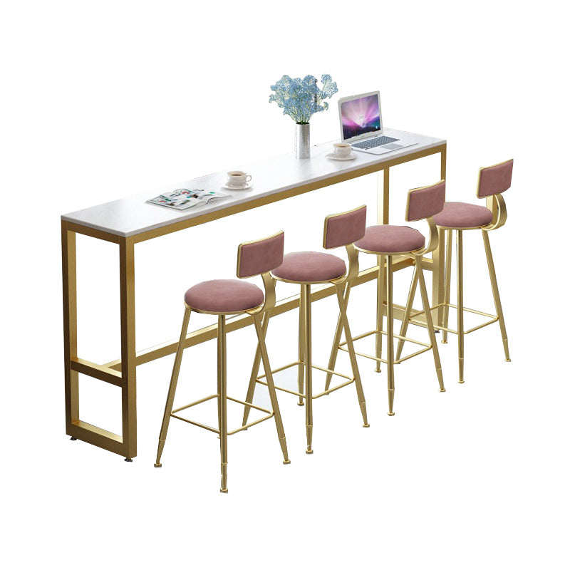 Modern Bar-height Table Faux Marble Top Pub Table with Metal Base