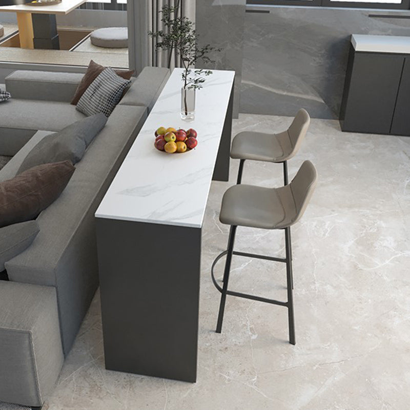 Industrial Bar-height Table Faux Marble Top Pub Table with Metal Base