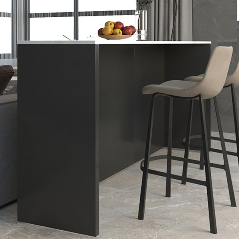 Industrial Bar-height Table Faux Marble Top Pub Table with Metal Base