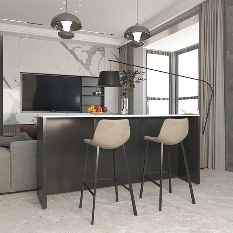 Industrial Bar-height Table Faux Marble Top Pub Table with Metal Base