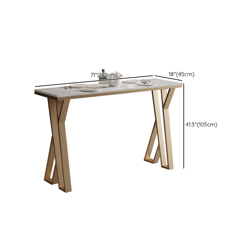 Glam Bar-height Table White Rectangular Pub Table with Gold Base