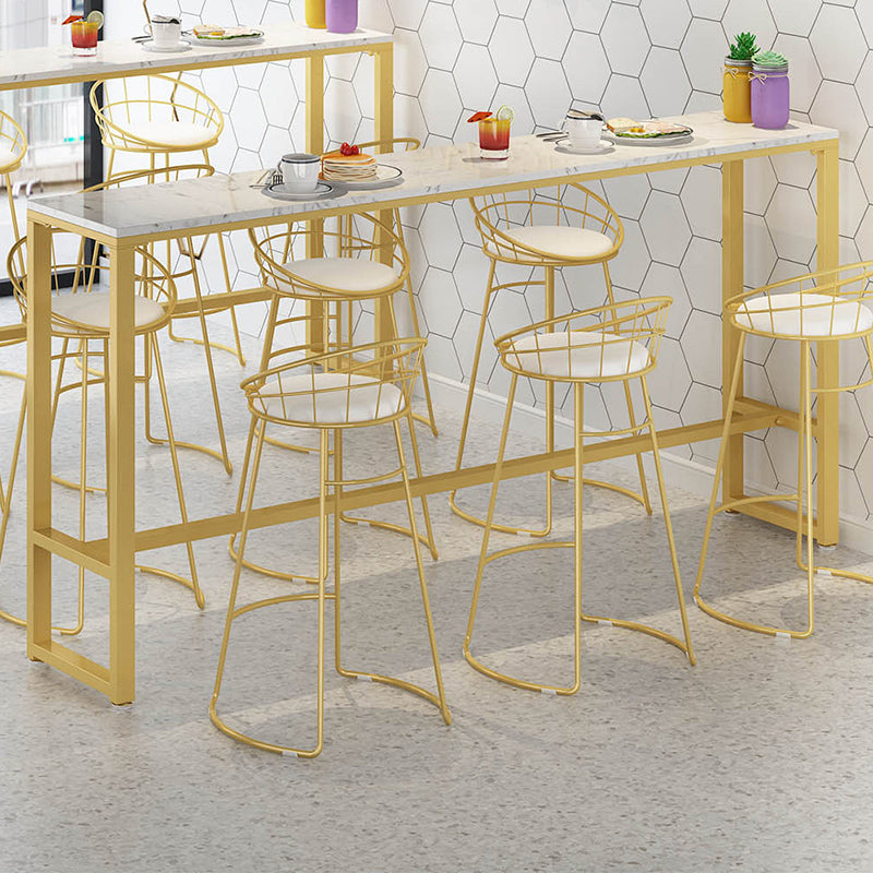 Glam Bar-height Table Faux Marble Top Pub Table with Gold Base