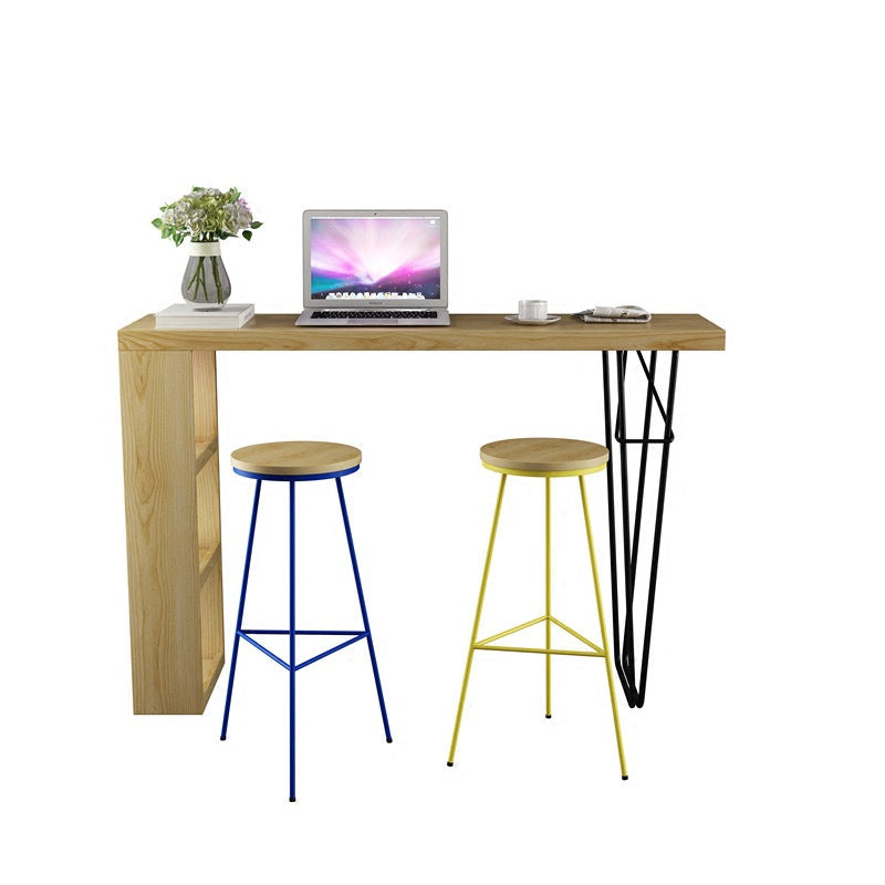 Modern Bar-height Table Solid Wood Top Pub Table for Dining Room