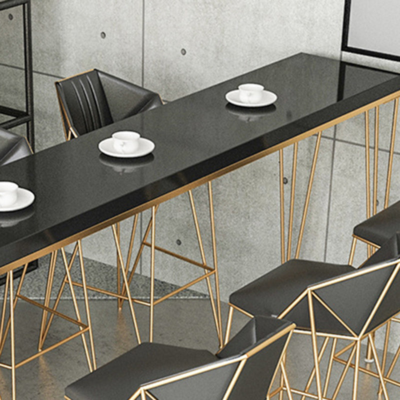 Glam Bar-height Table Solid Wood Top Pub Table for Dining Room