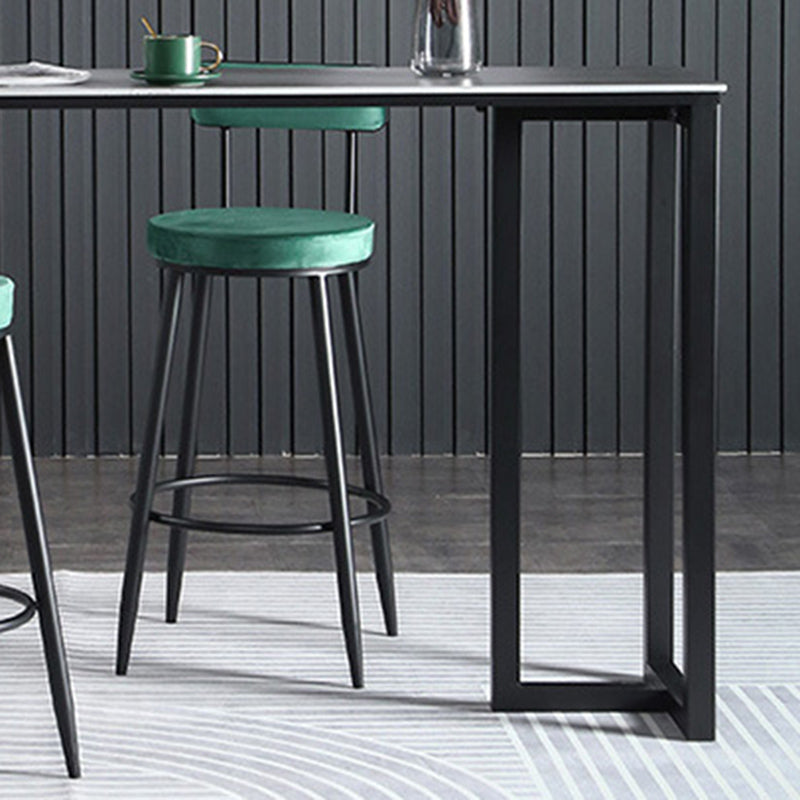 Industrial Bar-height Table Stone Top Pub Table with Black Base
