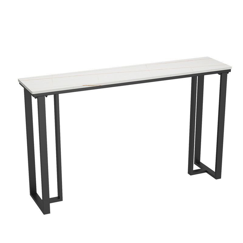 Industrial Bar-height Table Stone Top Pub Table with Black Base