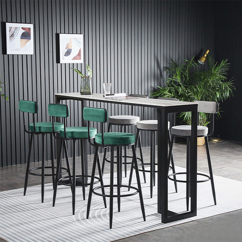 Industrial Bar-height Table Stone Top Pub Table with Black Base