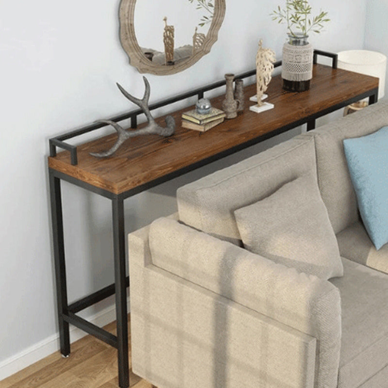 Industrial Bar-height Table Solid Wood Top Pub Table with Black Base