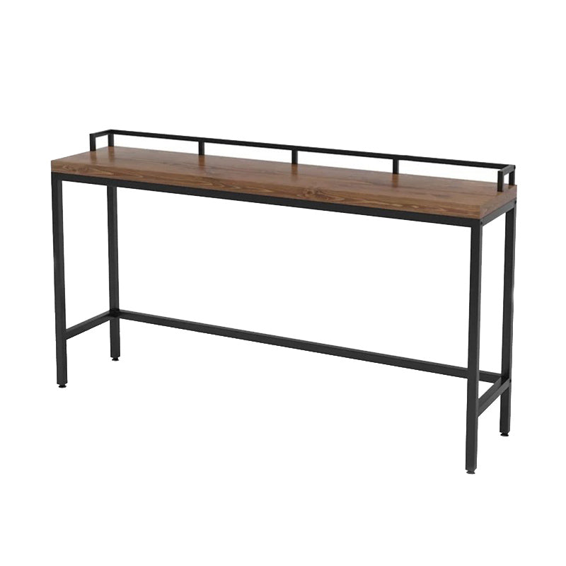 Industrial Bar-height Table Solid Wood Top Pub Table with Black Base