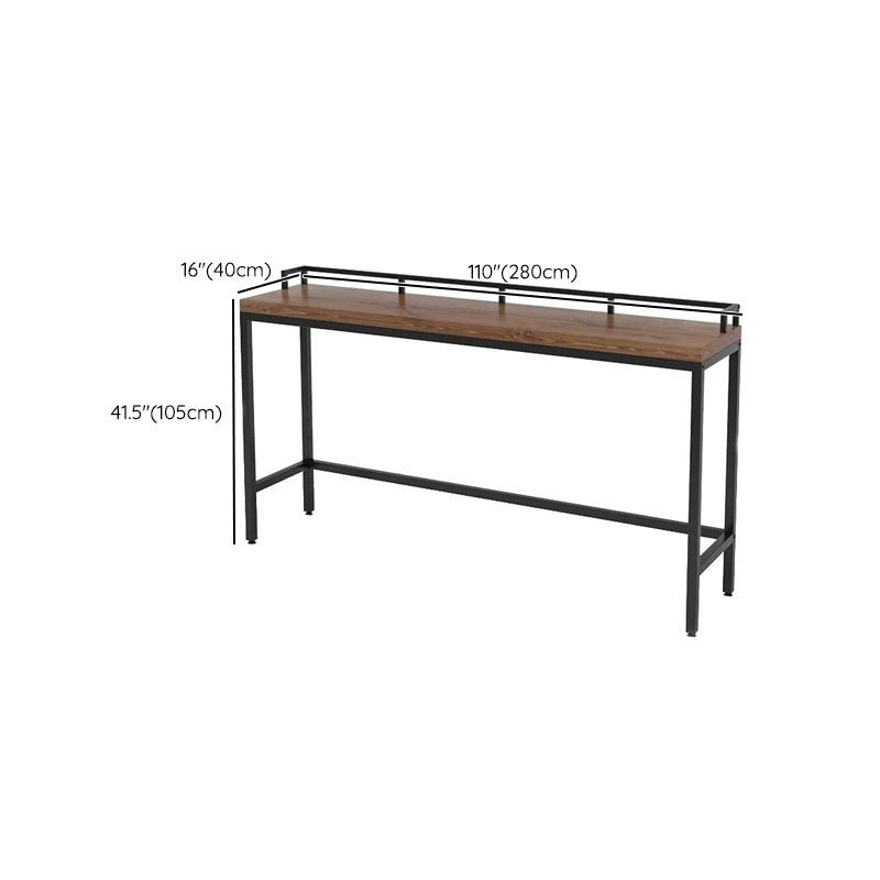 Industrial Bar-height Table Solid Wood Top Pub Table with Black Base