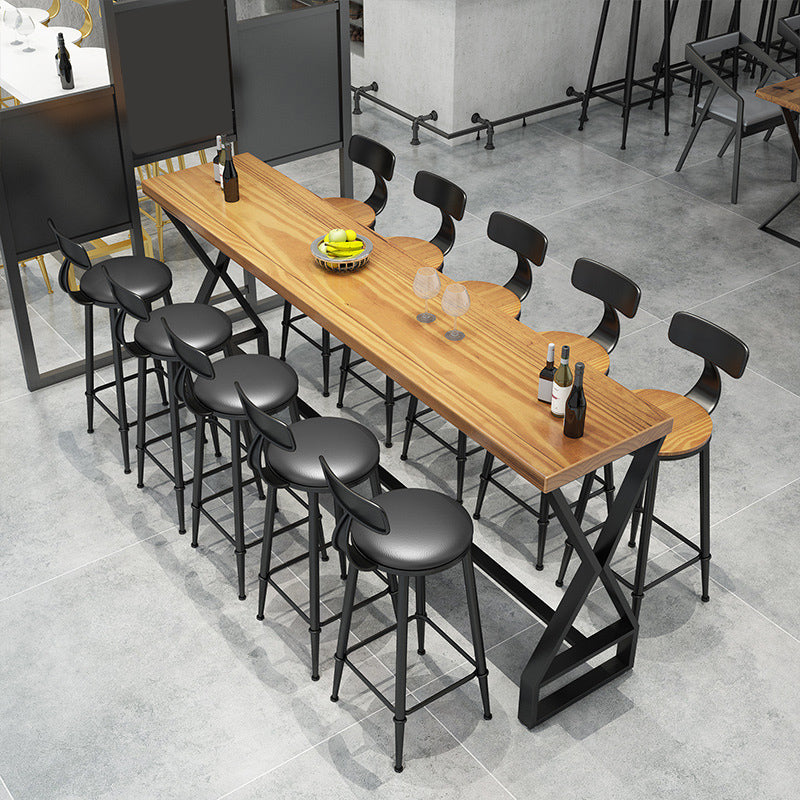 Glam Bar-height Table Solid Wood Top Pub Table for Patio Use