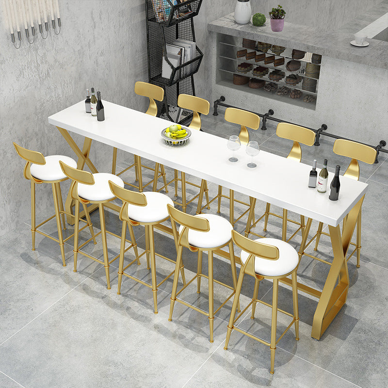 Glam Bar-height Table Solid Wood Top Pub Table for Patio Use