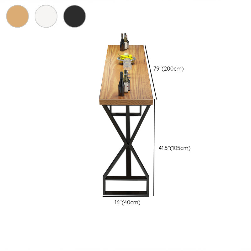 Glam Bar-height Table Solid Wood Top Pub Table for Patio Use