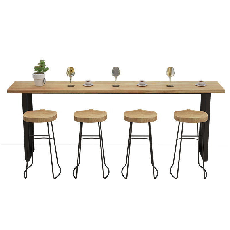 Modern Bar-height Table Solid Wood Top Bar Table for Patio Use