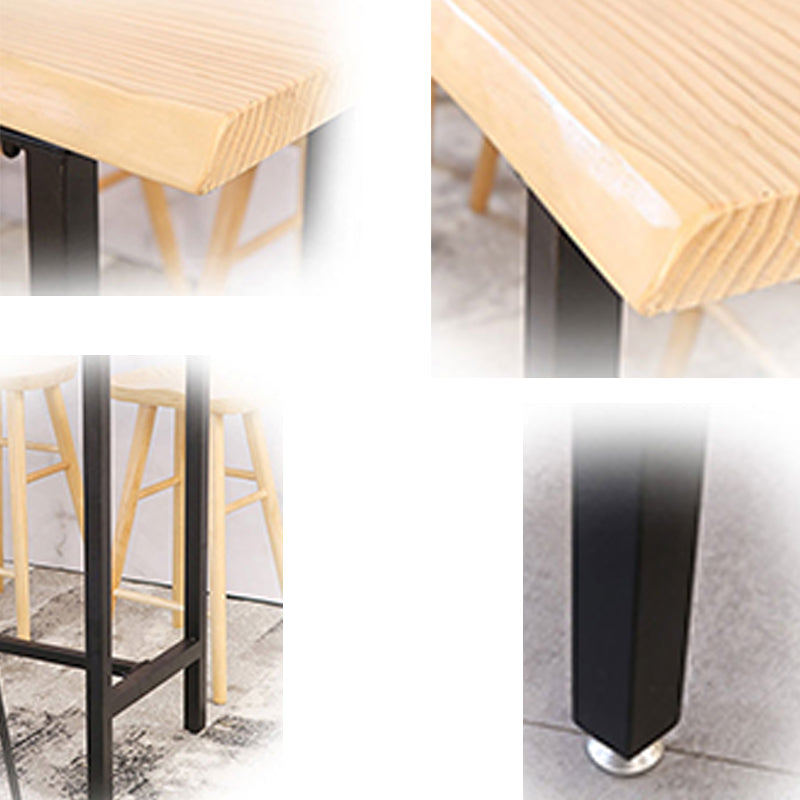 Rectangular Bar-height Table Wood Top Pub Table with Black Base