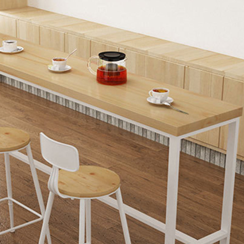 Industrial Bar-height Table Solid Wood Top Bistro Pub Table with Metal Base