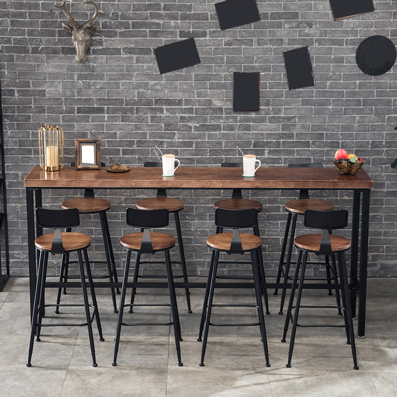 Rectangular Bar-height Table Wood Top Bistro Pub Table with Black Base