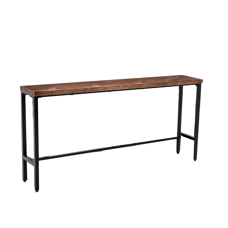 Rectangular Bar-height Table Wood Top Bistro Pub Table with Black Base