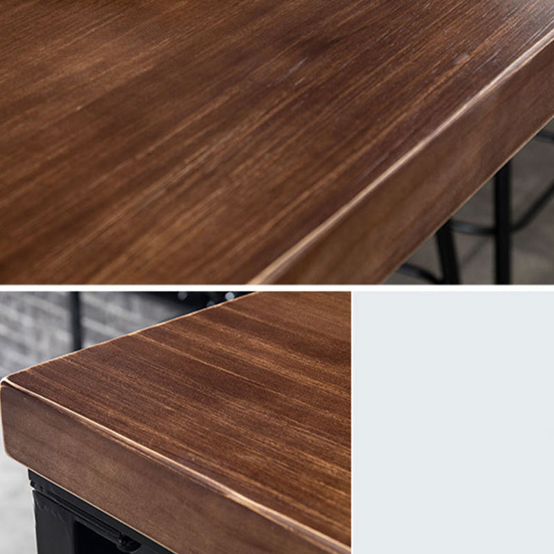 Rectangular Bar-height Table Wood Top Bistro Pub Table with Black Base