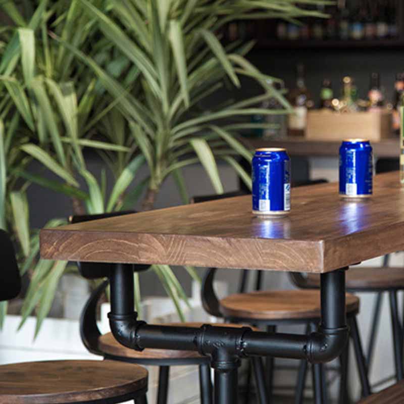 Rectangular Bar-height Table Wood Top Bistro Pub Table with Black Legs