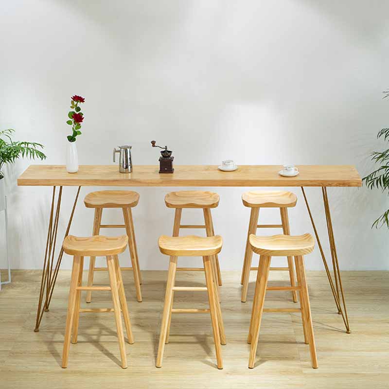 Modern Bar-height Table Solid Wood Top Bistro Pub Table with Four Legs