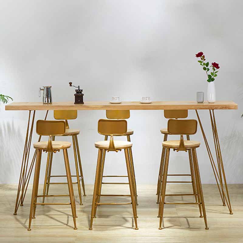 Modern Bar-height Table Solid Wood Top Bistro Pub Table with Four Legs