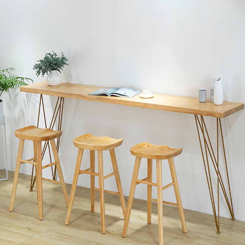 Modern Bar-height Table Solid Wood Top Bistro Pub Table with Four Legs