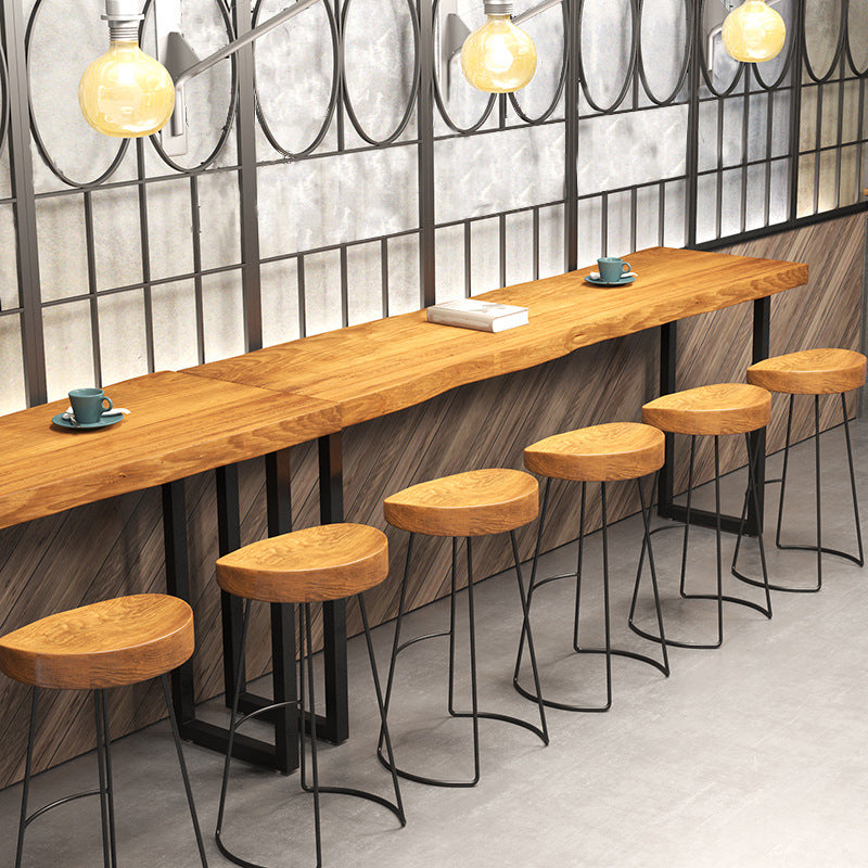 Rectangular Bar-height Table Wood Top Bistro Pub Table for Living Room