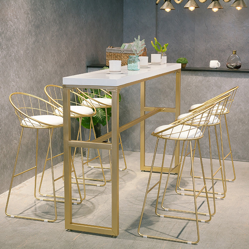 Modern Bar-height Table Solid Wood Top Bistro Pub Table with Gold Base