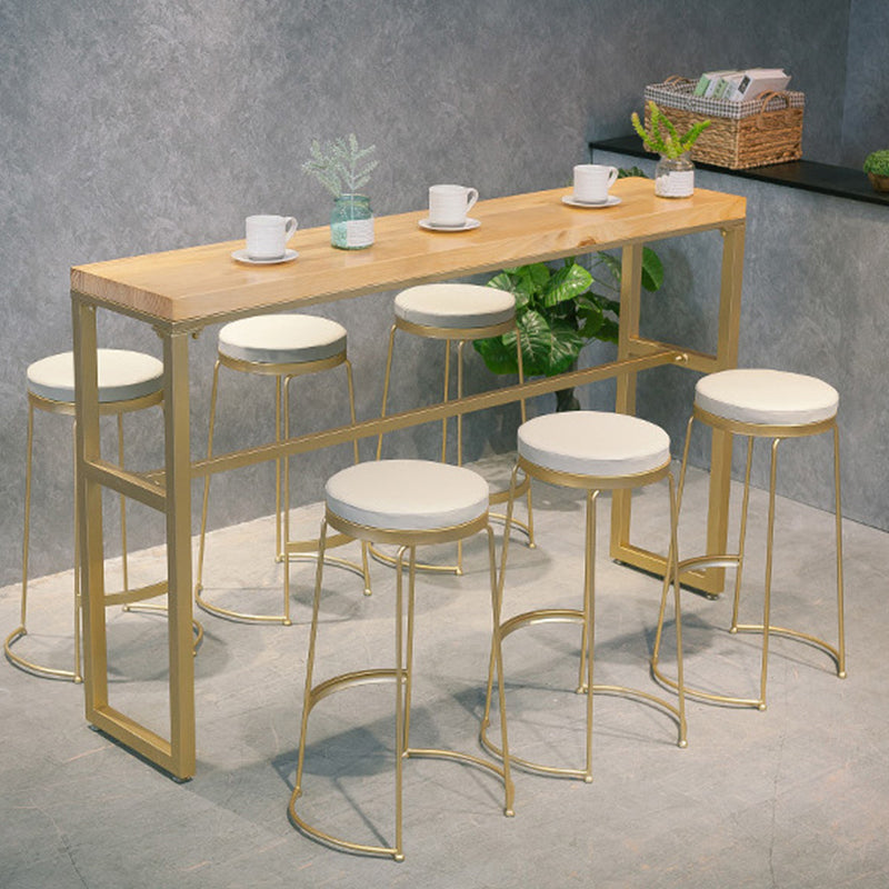 Modern Bar-height Table Solid Wood Top Bistro Pub Table with Gold Base