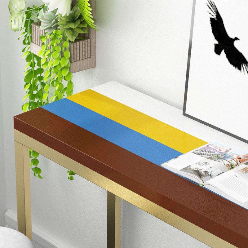 Glam Style Rectangle Bar Table Fixed Bar Dining Table with Footrest