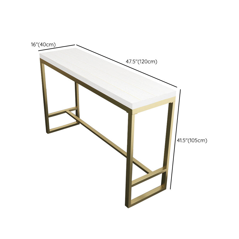 Glam Style Rectangle Bar Table Fixed Bar Dining Table with Footrest