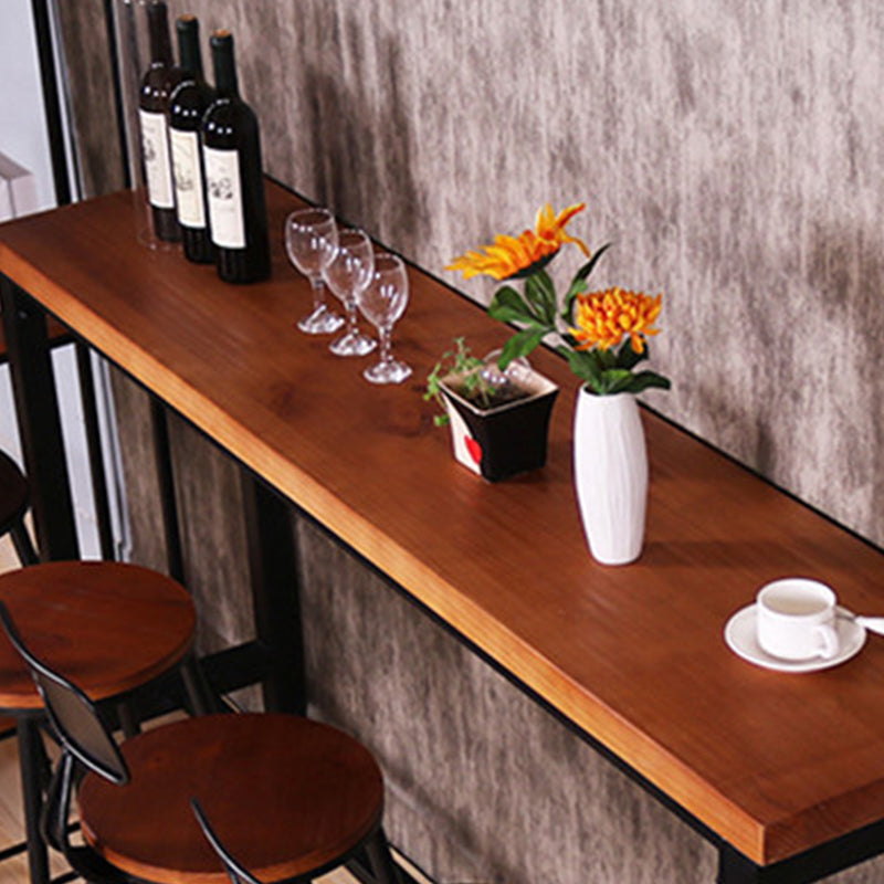 Industrial Rectangle Bar Table Pine Solid Wood Fixed Bar Dining Table